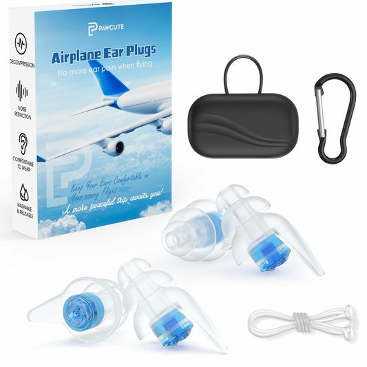 Airplane Travel Essentials Ear Plugs 2 Pairs Soft Silicone Blue Noise Cancelling