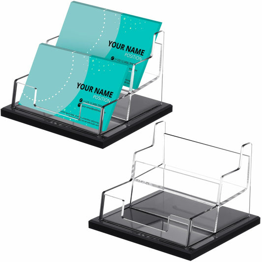 Feifeiya 2 Pcs 2 Tier Clear Acrylic Business Card Holder Stand 2 Slots