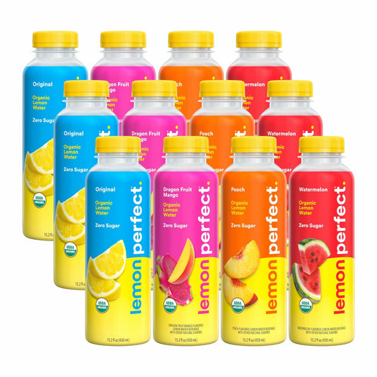 Lemon Perfect 4-Flavor Variety Pack Organic Lemon Water 15.2oz 12-Pack