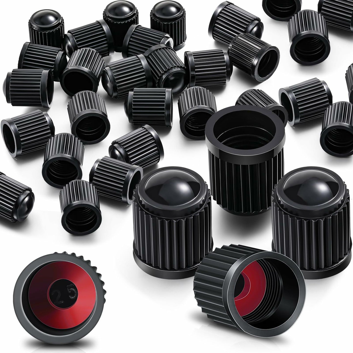 Outus 200 Pcs Tire Valve Stem Caps Universal Plastic Black Covers