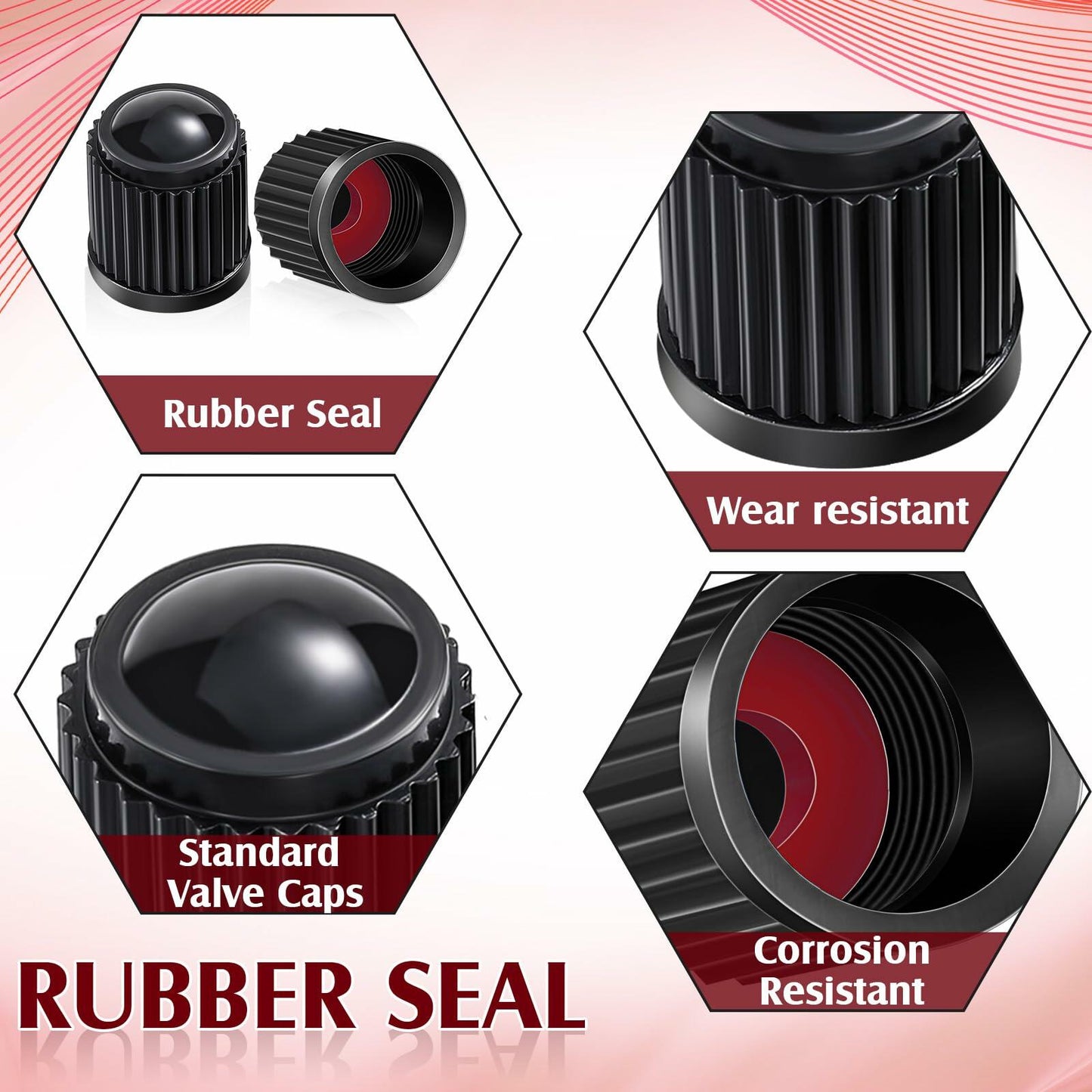 Outus 200 Pcs Tire Valve Stem Caps Universal Plastic Black Covers