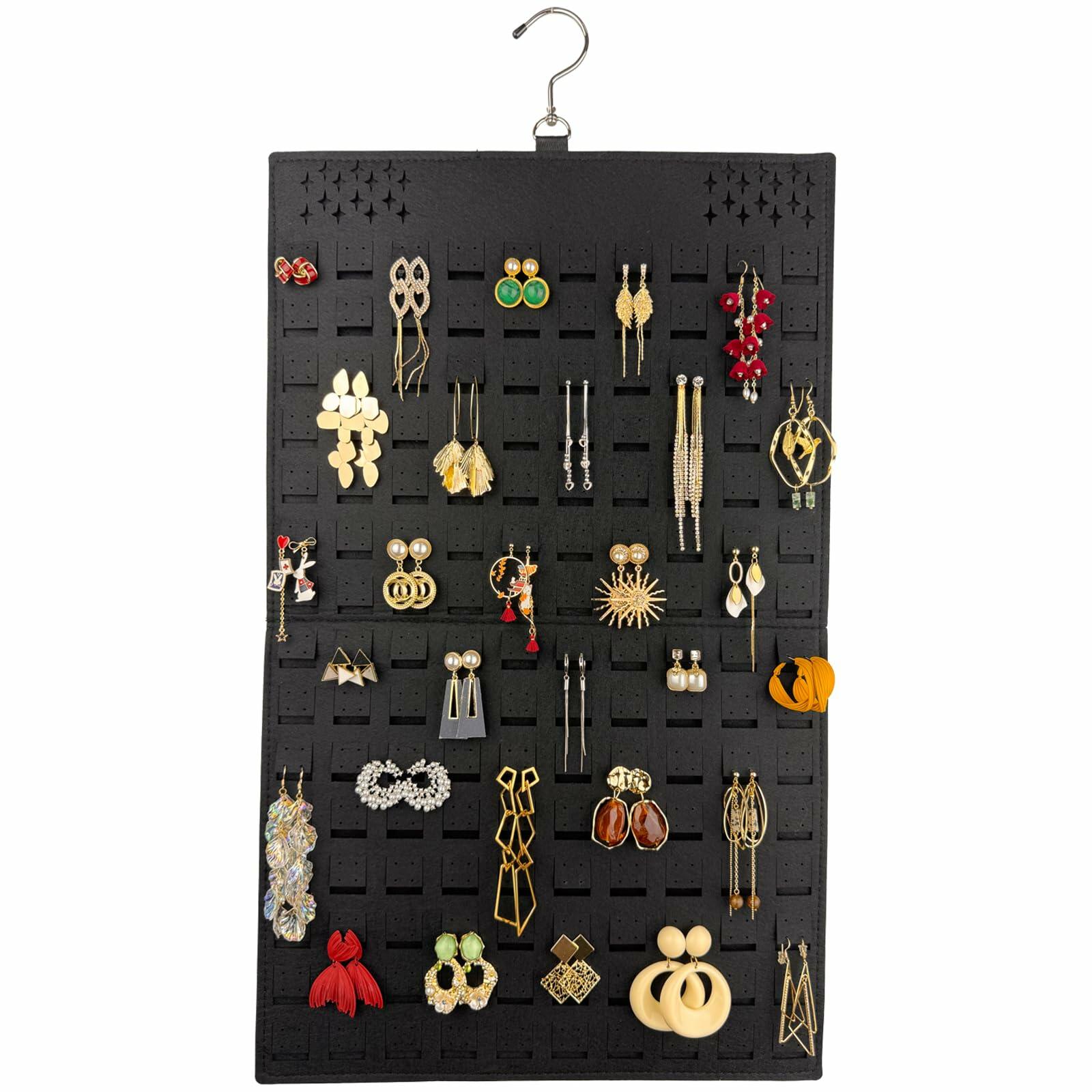 Neehows Hanging Earring Organizer Wall Holder 600 Holes 30 Hooks Black