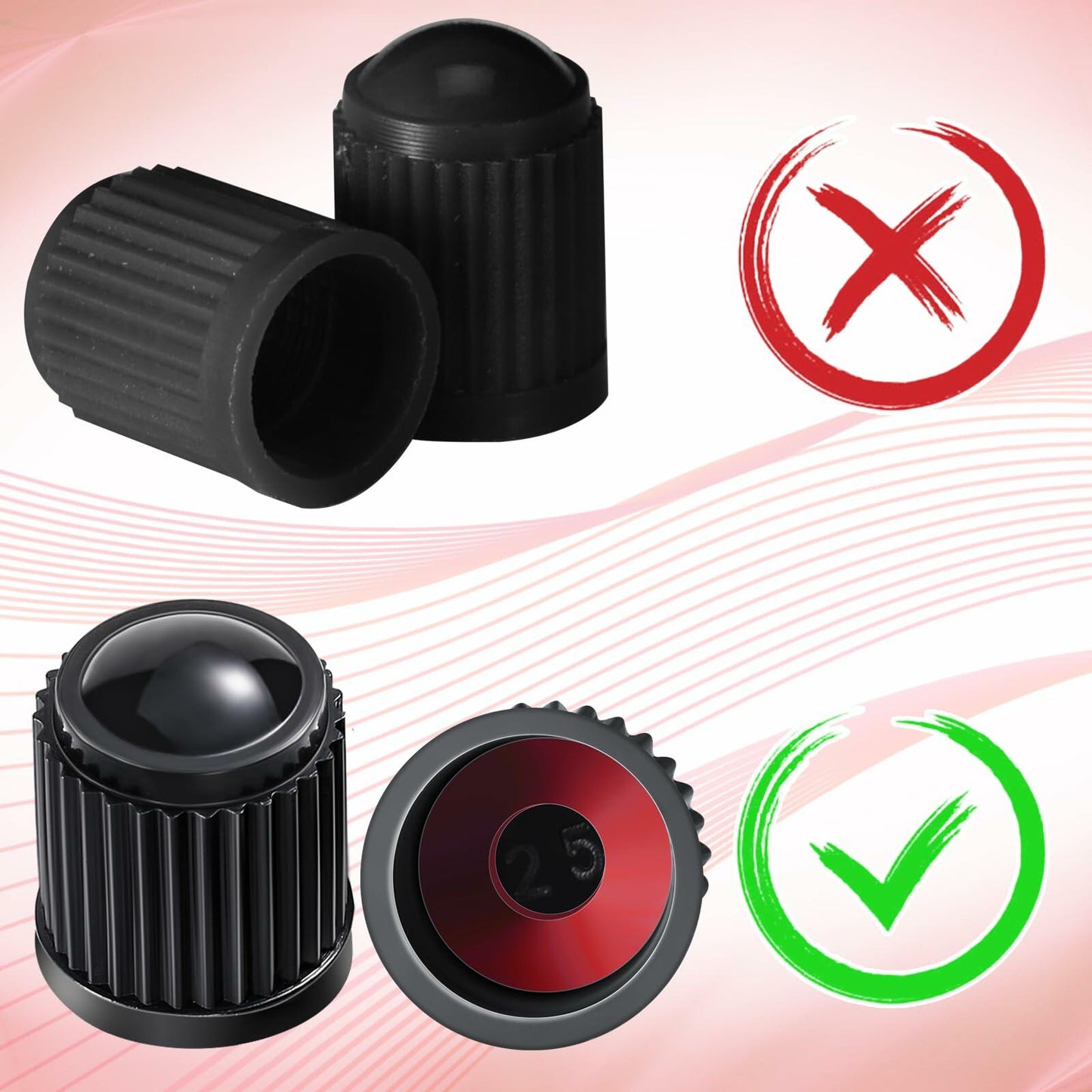 Outus 200 Pcs Tire Valve Stem Caps Universal Plastic Black Covers