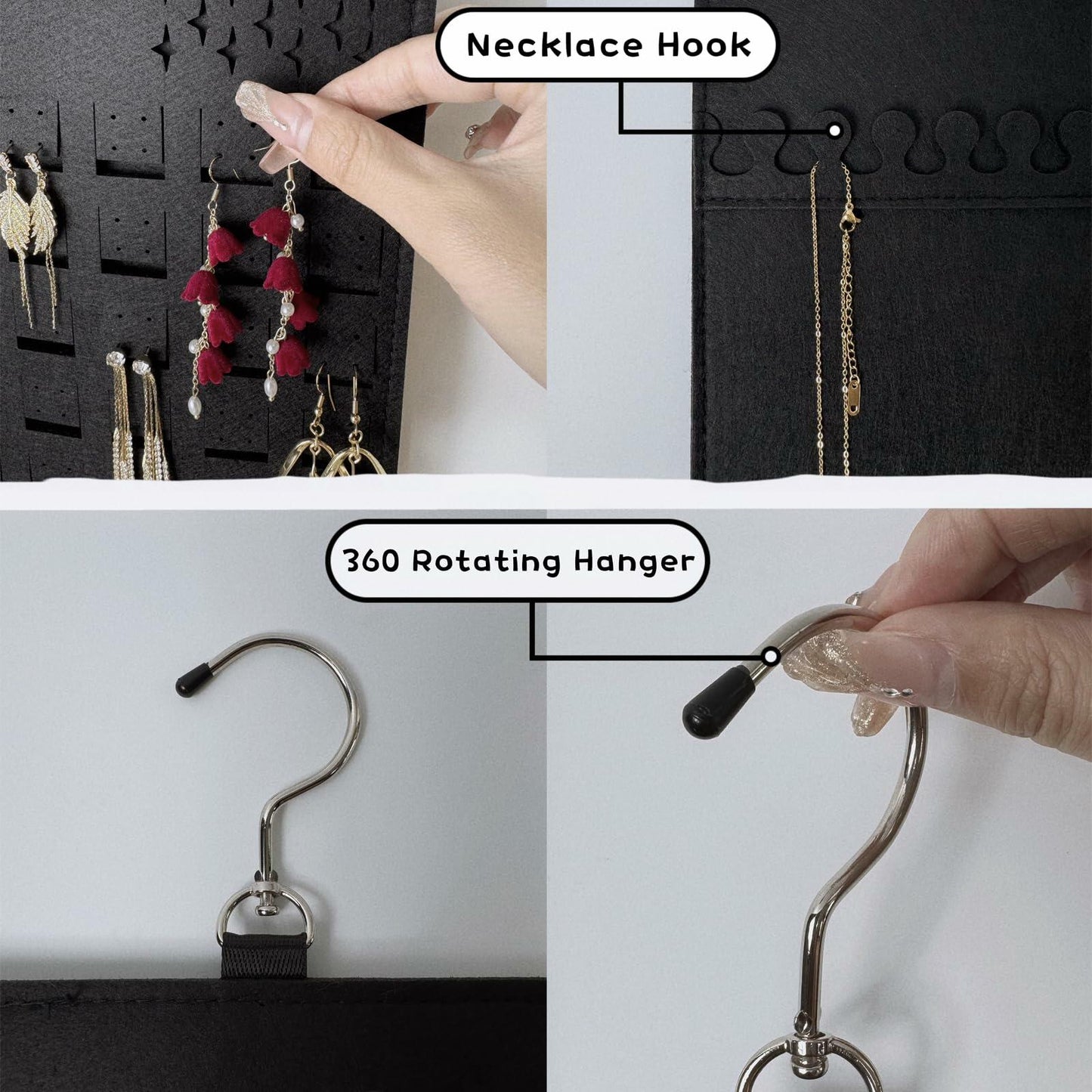 Neehows Hanging Earring Organizer Wall Holder 600 Holes 30 Hooks Black