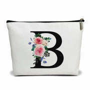 Flower Letter G Makeup Bag Alphabet Initial Cosmetic Bag Birthday Gift