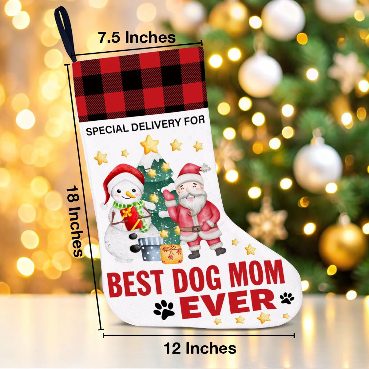Best Dog Mom Ever Christmas Stocking Holiday Decoration 18x12 Inch