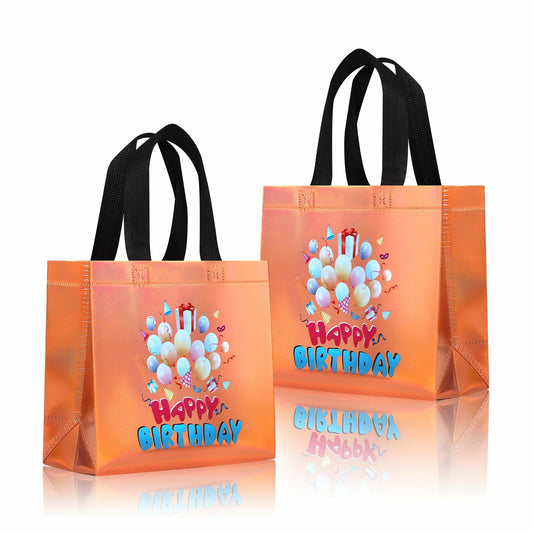 cabzymx Birthday Gift Bags with Handles Yellow Balloons Pattern 18 Pc Small