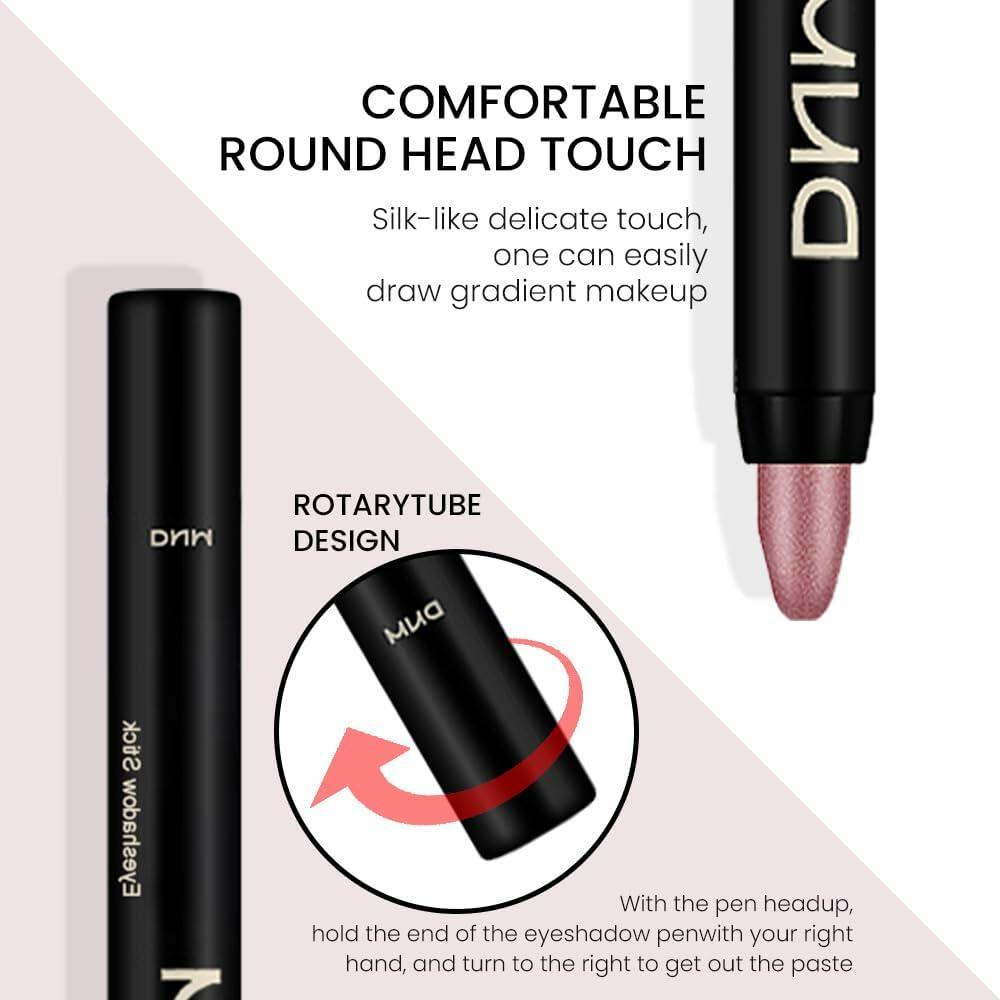 evpct 2Pcs Cream Waterproof Eyeshadow Sticks Set Rose Shimmer Matte 27+27