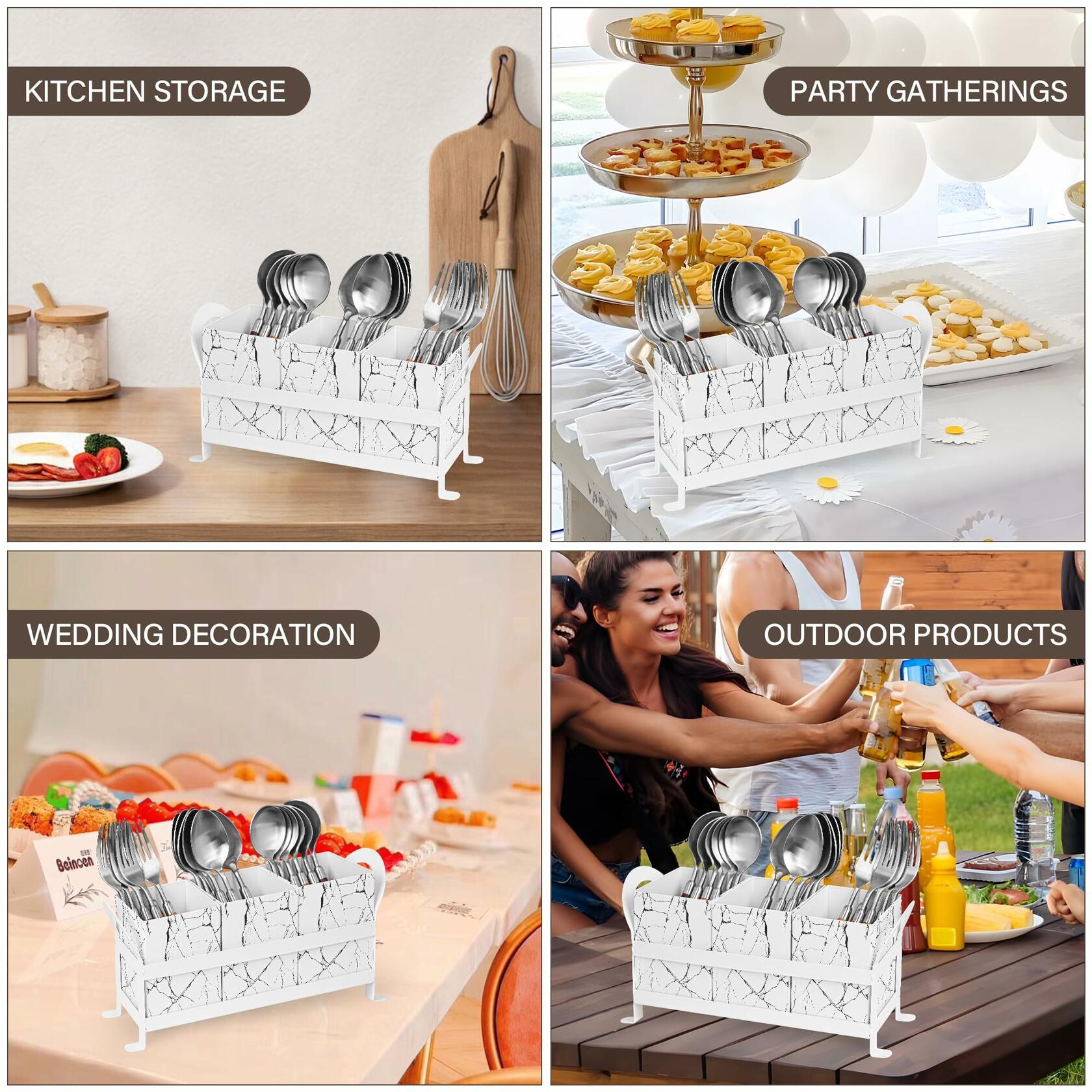 YUBAMIN Silverware Caddy Utensil Holder 3 Compartments Countertop