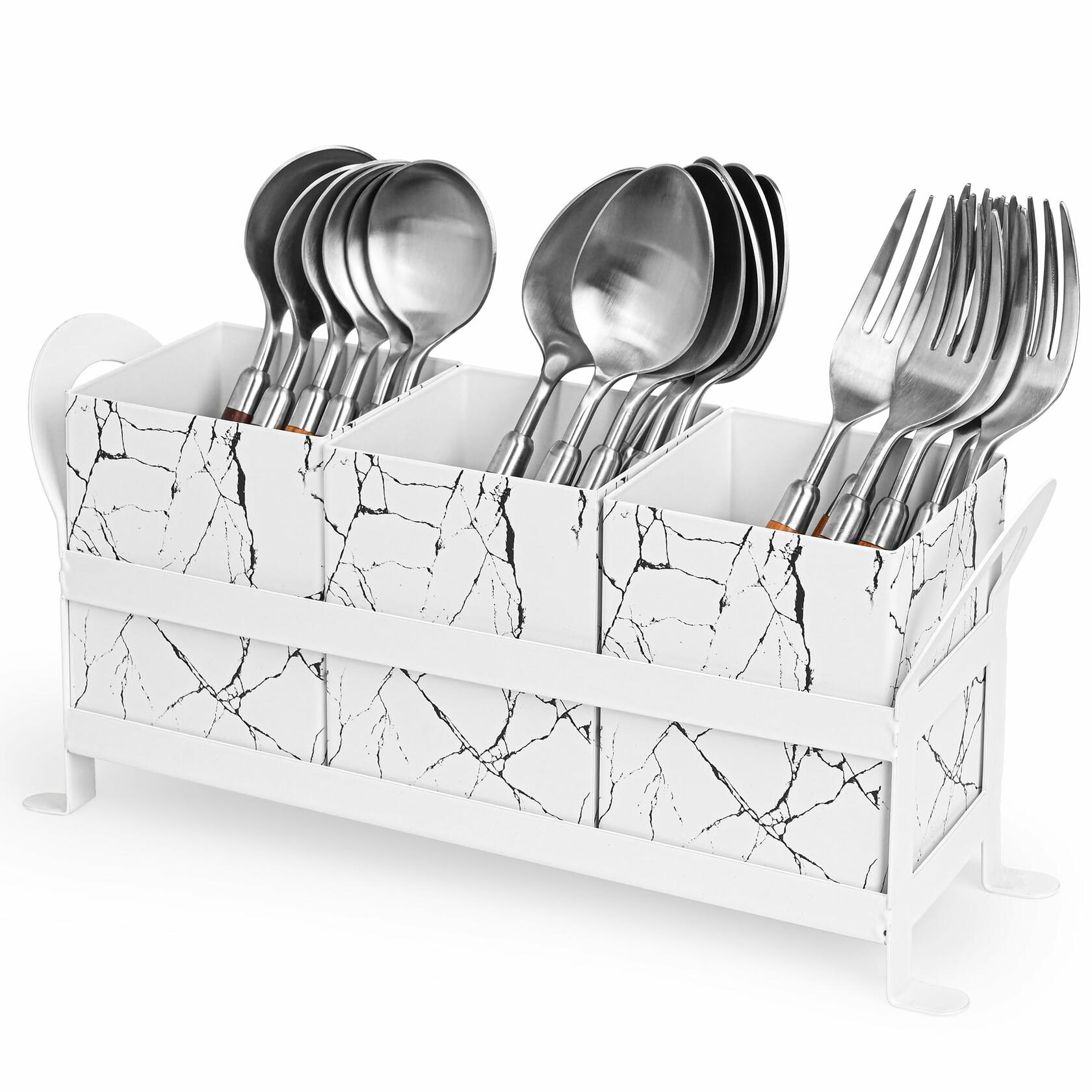 YUBAMIN Silverware Caddy Utensil Holder 3 Compartments Countertop
