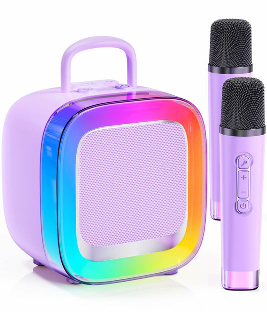 Kinglucky Karaoke Machine Kids 2 Mics Purple 3-12 Years Birthday Gift