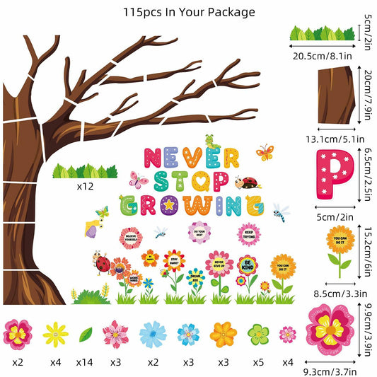 Spring Bulletin Board Decorations 115 Pcs Flower Tree Classroom Decor