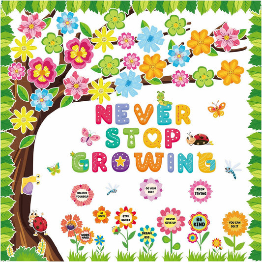 Spring Bulletin Board Decorations 115 Pcs Flower Tree Classroom Decor