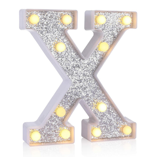 Foaky Silver Light Up Letter X Party Decoration Birthday Christmas Gift