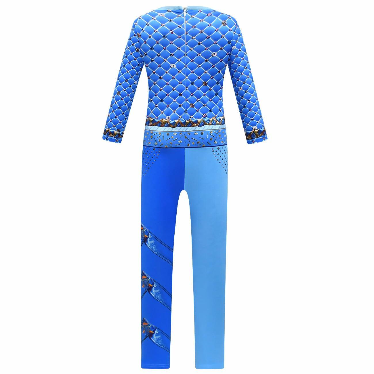 laughZuaia Girl Jumpsuit Princess Bodysuit with Glove Blue Size 6-7