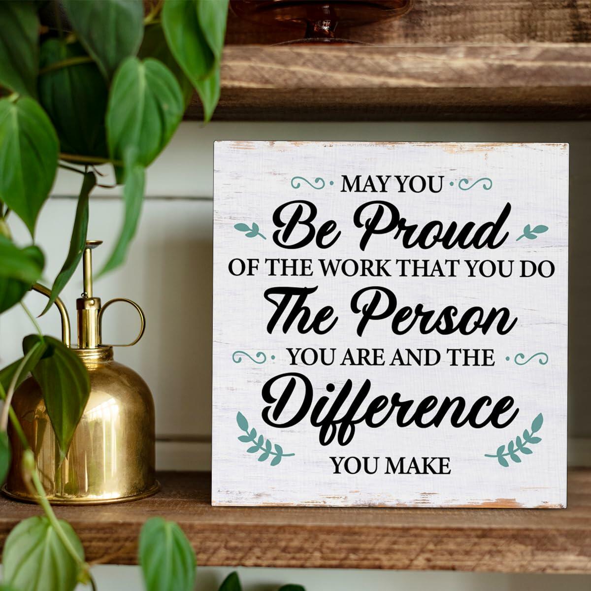 Coworker Retirement Wood Sign Desk Decor 6.3x6.3 Inches Home Office Gift