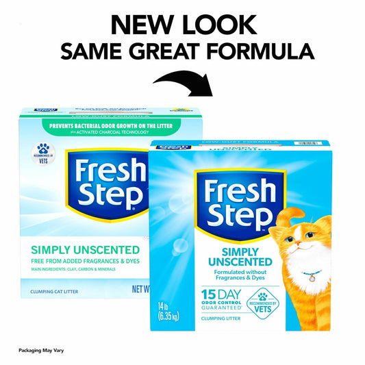 Fresh Step Simply Unscented Clumping Cat Litter with Activated Charcoal 14 lb