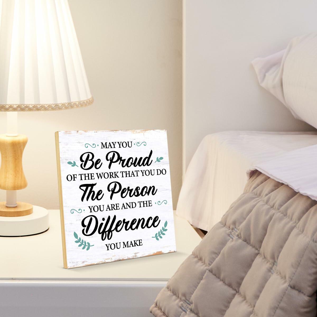 Coworker Retirement Wood Sign Desk Decor 6.3x6.3 Inches Home Office Gift
