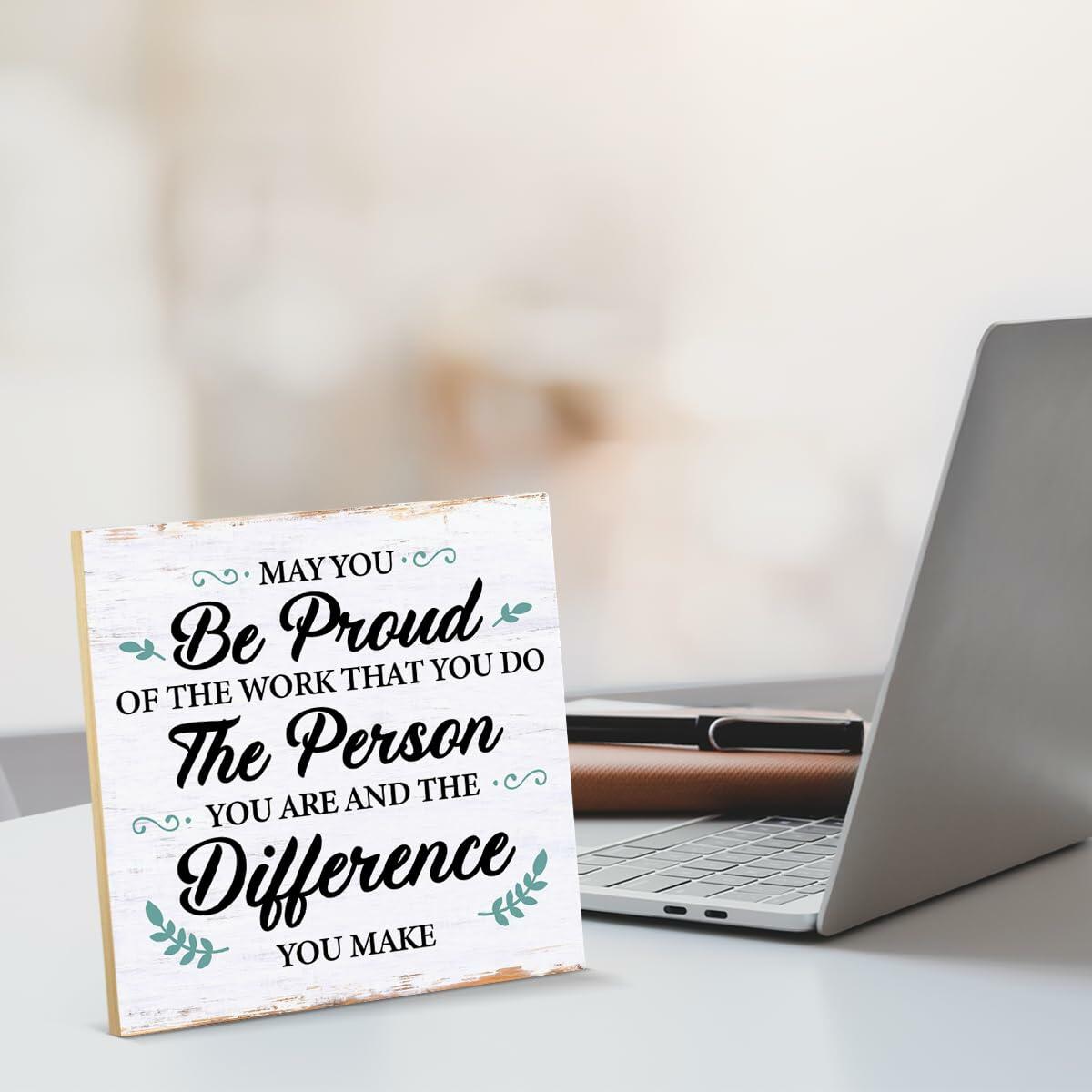 Coworker Retirement Wood Sign Desk Decor 6.3x6.3 Inches Home Office Gift