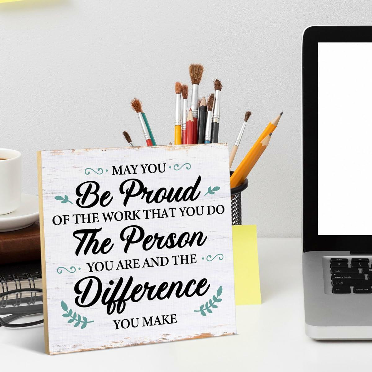 Coworker Retirement Wood Sign Desk Decor 6.3x6.3 Inches Home Office Gift