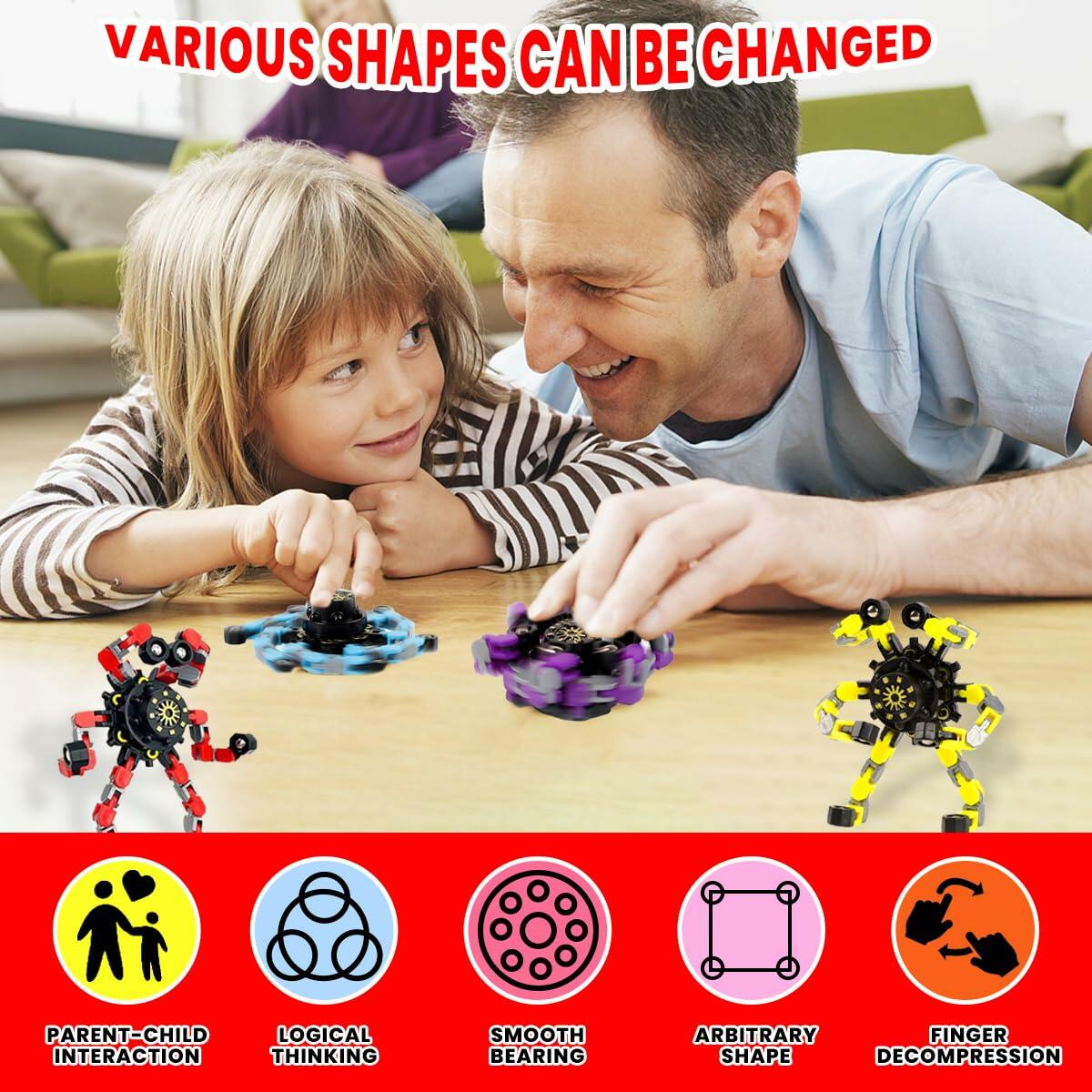 4pcs Deformation Fingertip Gyroscope Toys Stress Relief Fidget Toy Set