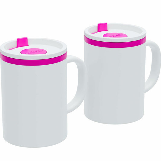 Copco Iconic Desk Mug 16oz 2 Pack Pink Double Wall Insulated