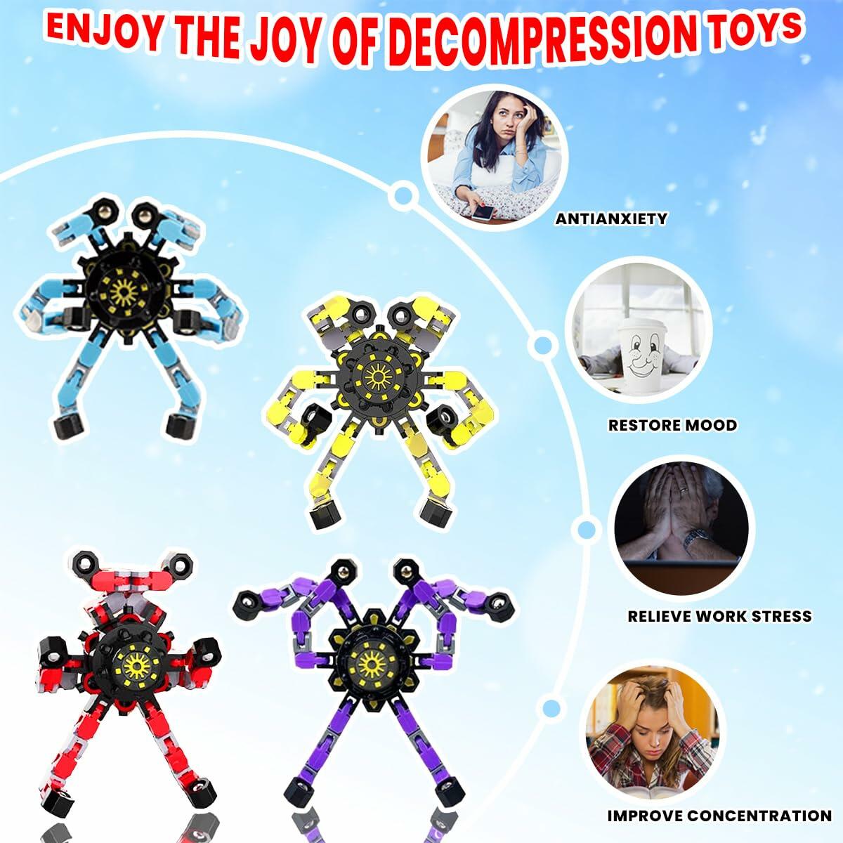 4pcs Deformation Fingertip Gyroscope Toys Stress Relief Fidget Toy Set