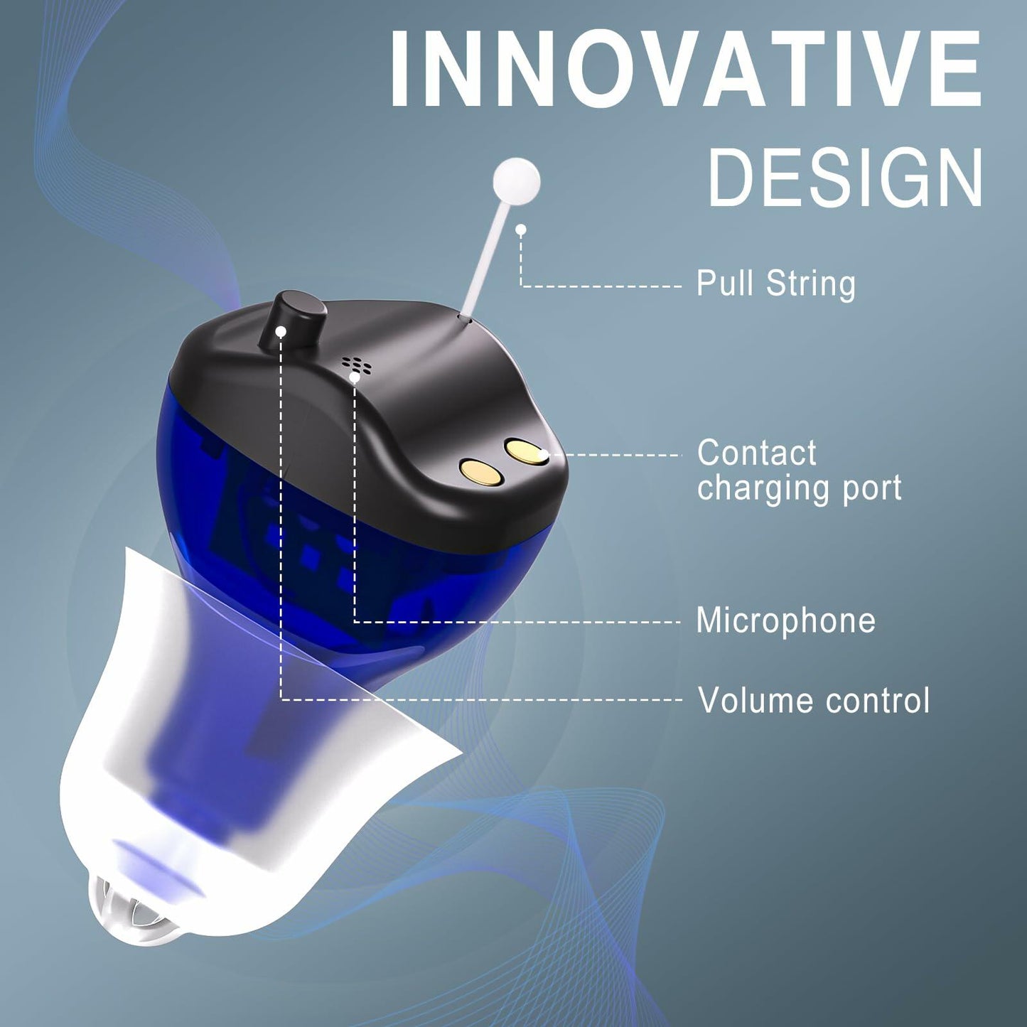 OTC Rechargeable Hearing Aids for Seniors Noise Cancellation In-Ear Black