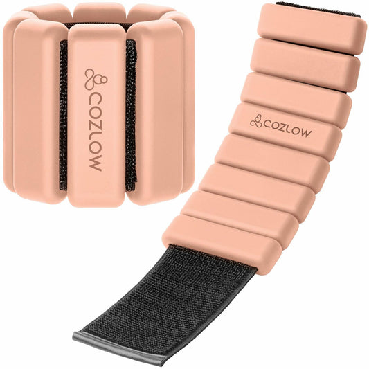 Cozlow Adjustable Ankle & Wrist Weights 1 lb Peach Set of 2