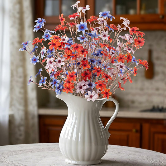 Ammyoo Artificial Flowers 6 Pcs Long Stem Fake Flower Vase Filler Decor