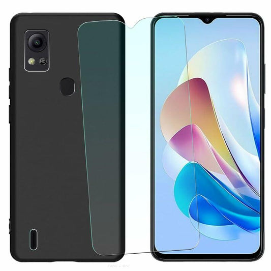NEOYUKL Cricket Icon 5 AT&T Motivate 4 Case Tempered Glass Black 1 Pack