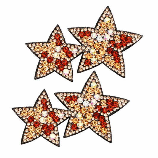 Minason Crystal Star Rhinestone Patch 2.6x1.57in Golden 2pcs