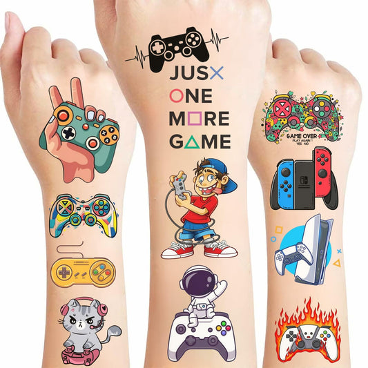 Gaming Temporary Tattoos 4 Sheets Colorful Gamer Party Favors Gift Idea