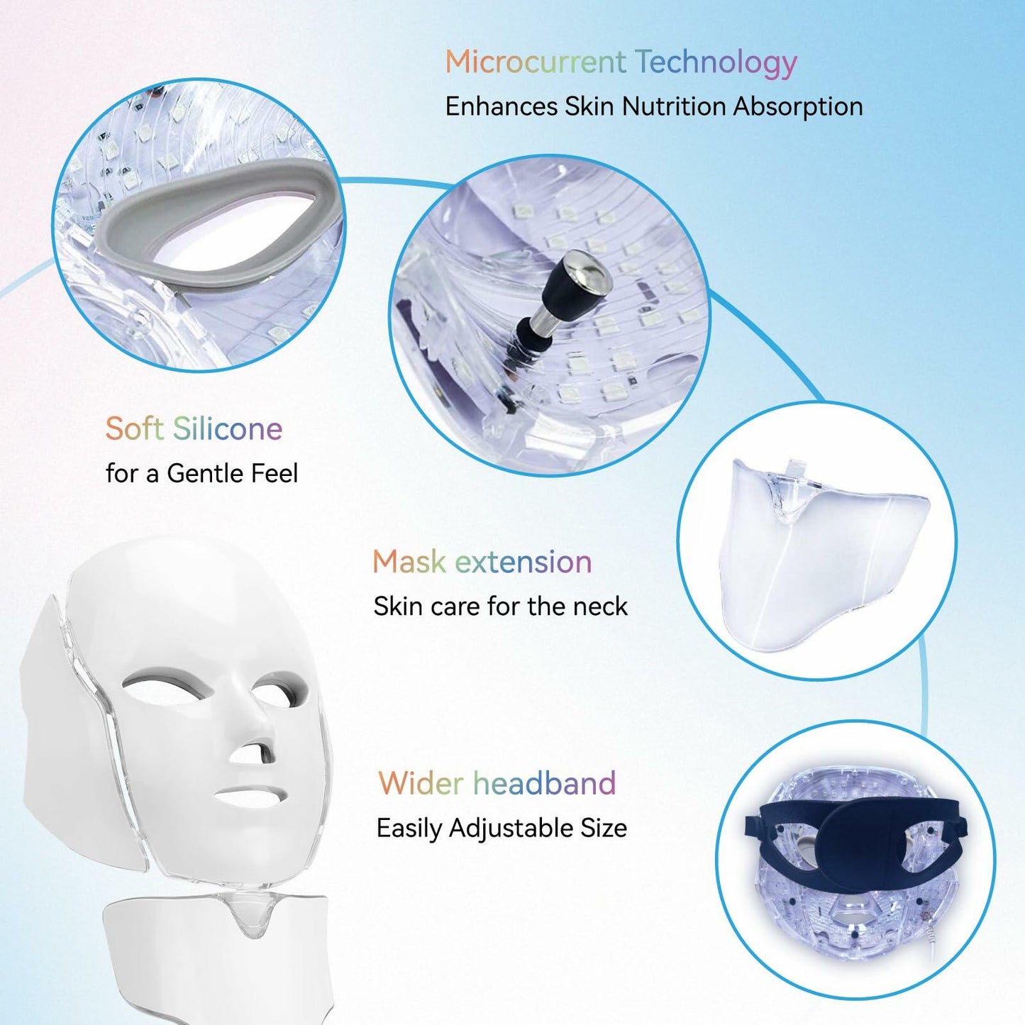 DELOO LED Facial Mask Device Seven-Colors Light Multi-Color Therapy