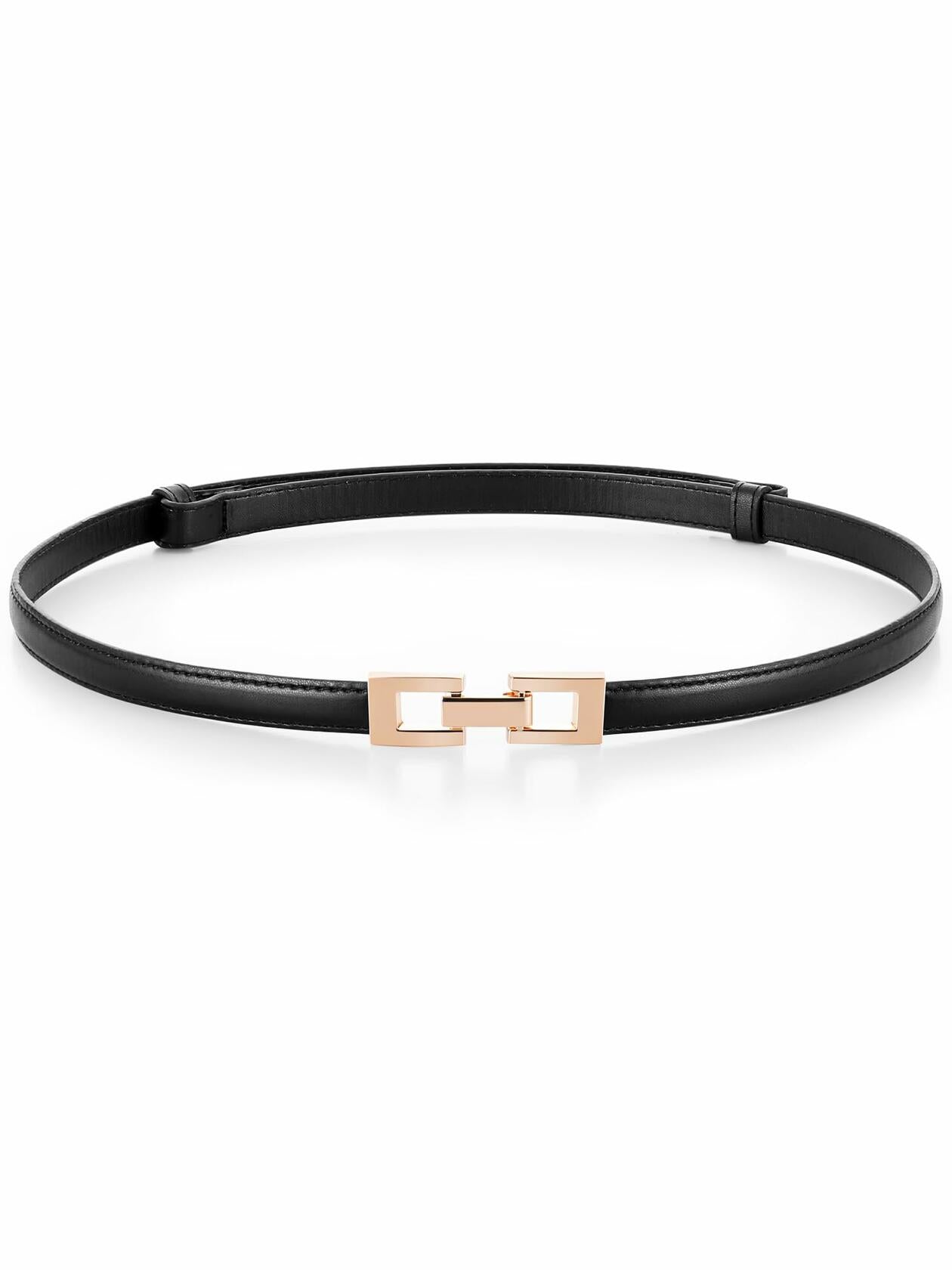 Geyoga Women's Skinny Adjustable PU Leather Belt Black 47.2 Inch