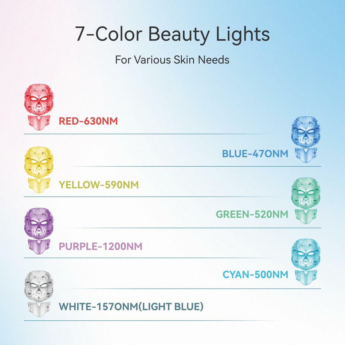 DELOO LED Facial Mask Device Seven-Colors Light Multi-Color Therapy