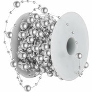 Ecally 250ft Plastic Beads Garland Chain Roll Silver Wedding Decor