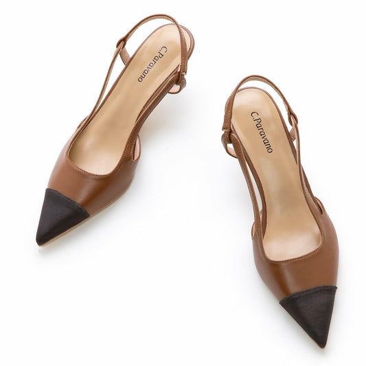 C.Paravano Women's Pointed Toe Slingback Pumps Brown Heels Size 11