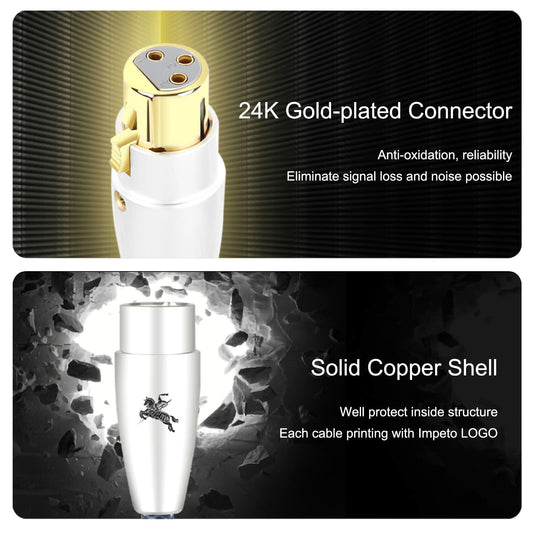 Impeto Balanced XLR Microphone Cable Male to Female 3.3ft 1 Pair Gold Plated