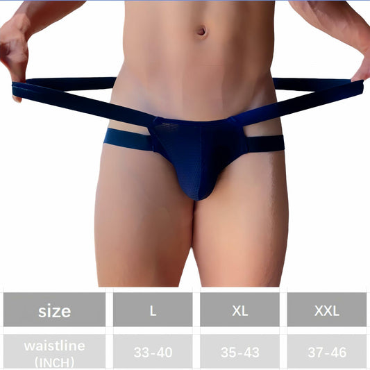 JJLCTHONG Men's Low Waist Mesh Athletic Jockstrap T-Back Underwear L Black