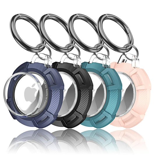 4 Pack Apple Tag Holder Case PC+TPU Scratch Resistant Black Blue Green Pink