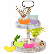 WATINC 6PCS Easter Jelly Beans Tiered Tray Decor Colorful Wooden Sign