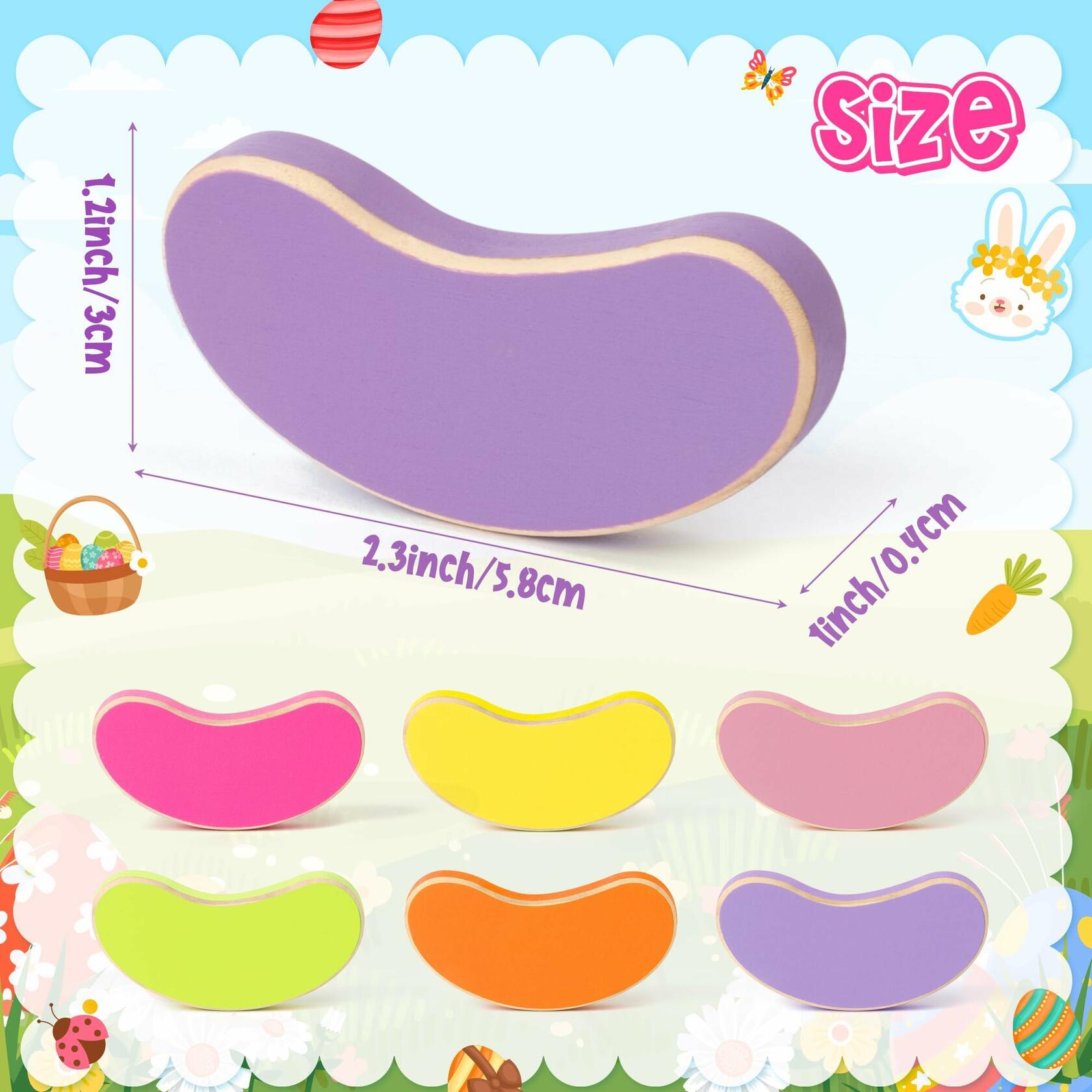 WATINC 6PCS Easter Jelly Beans Tiered Tray Decor Colorful Wooden Sign