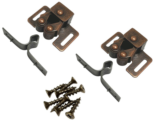 Heavy Duty Double Roller Catch Antique Copper 2 Sets