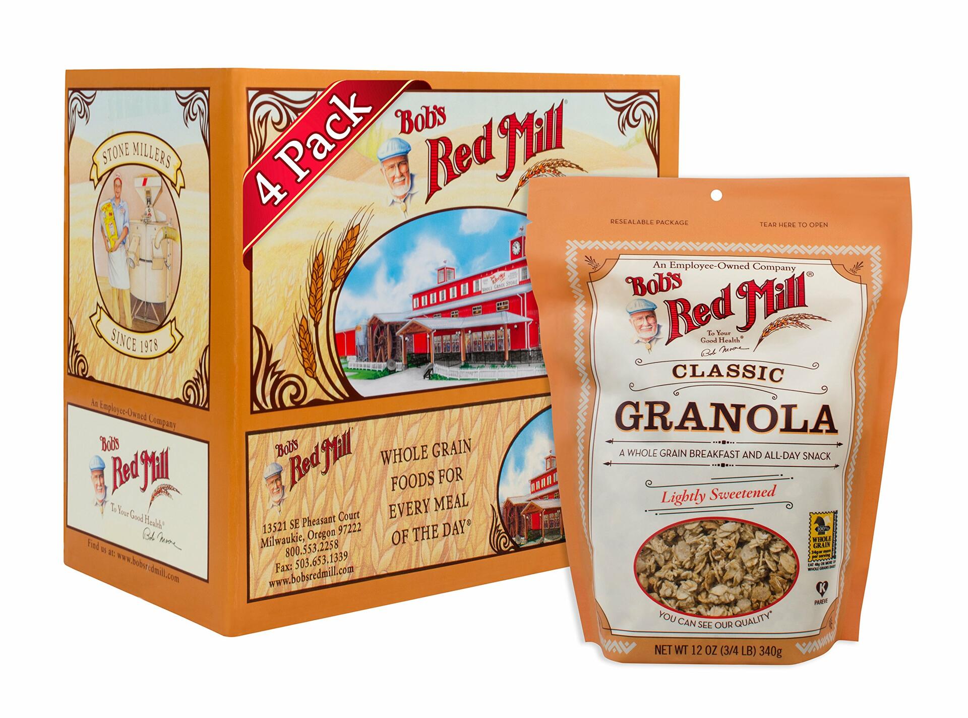 BestBy01/26 Bob's Red Mill Natural Whole Grain Granola 12oz Pack of 4