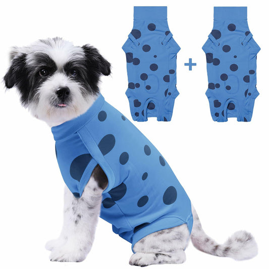 Medium Dog Surgery Recovery Suit Male Female Pee Hole Blue Heart Size M