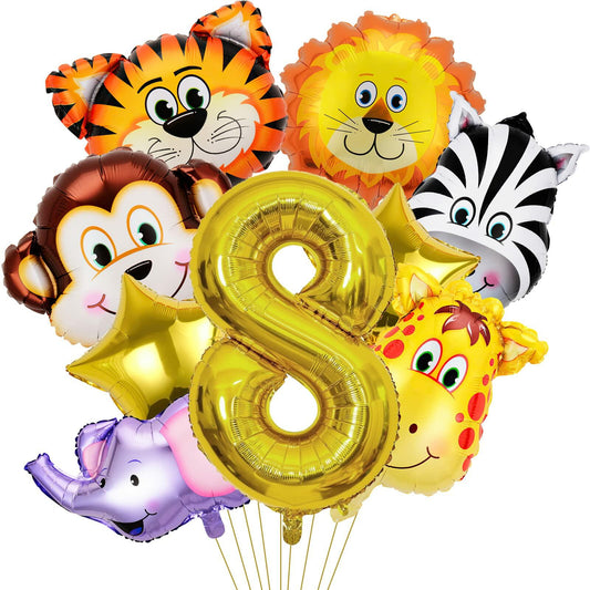 Jungle Safari Birthday Party Decorations 9 Pack Animal Balloons Boy