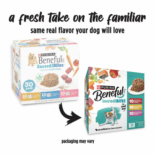 BestBy03/25 Purina Beneful Small Breed Wet Dog Food Variety Pack 30x3oz