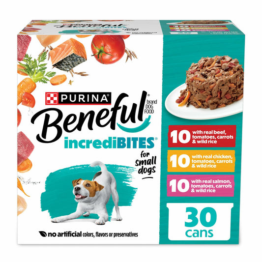 BestBy03/25 Purina Beneful Small Breed Wet Dog Food Variety Pack 30x3oz