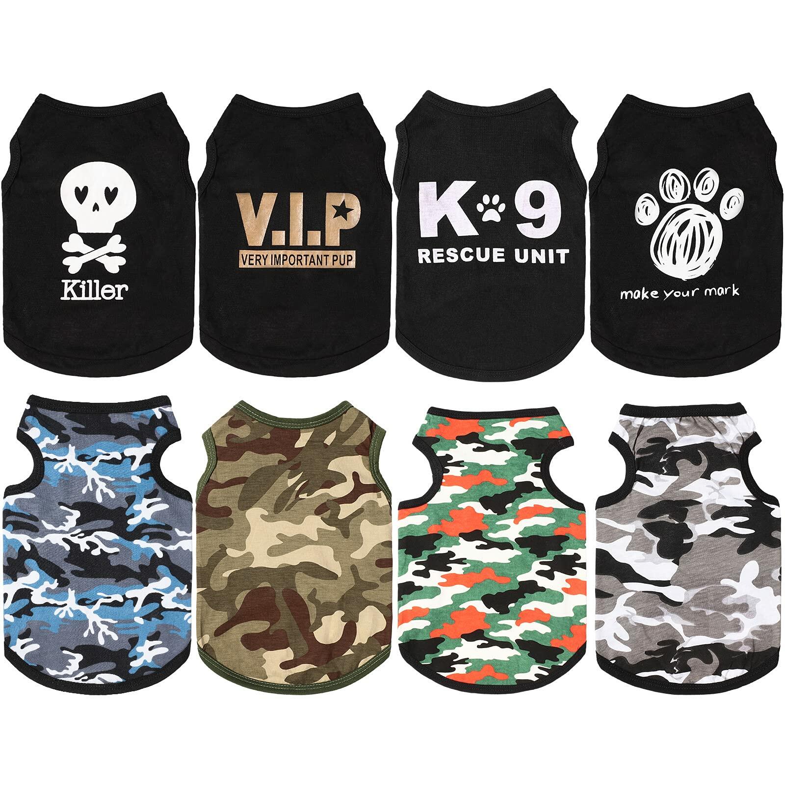 8 Pieces Dog Boy Summer Shirt Camo Sleeveless Pet Vest Small Size